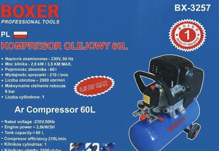469 zł Kompresor olejowy 60 L Boxer