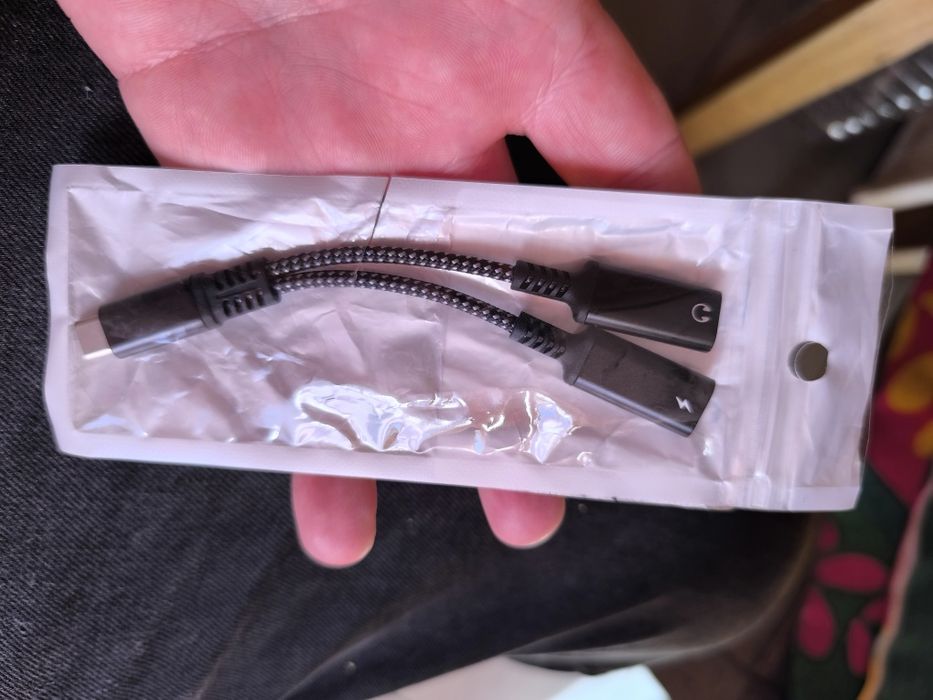 Adaptador de entrada dupla USB-C para fone de ouvido, cabo de carregam