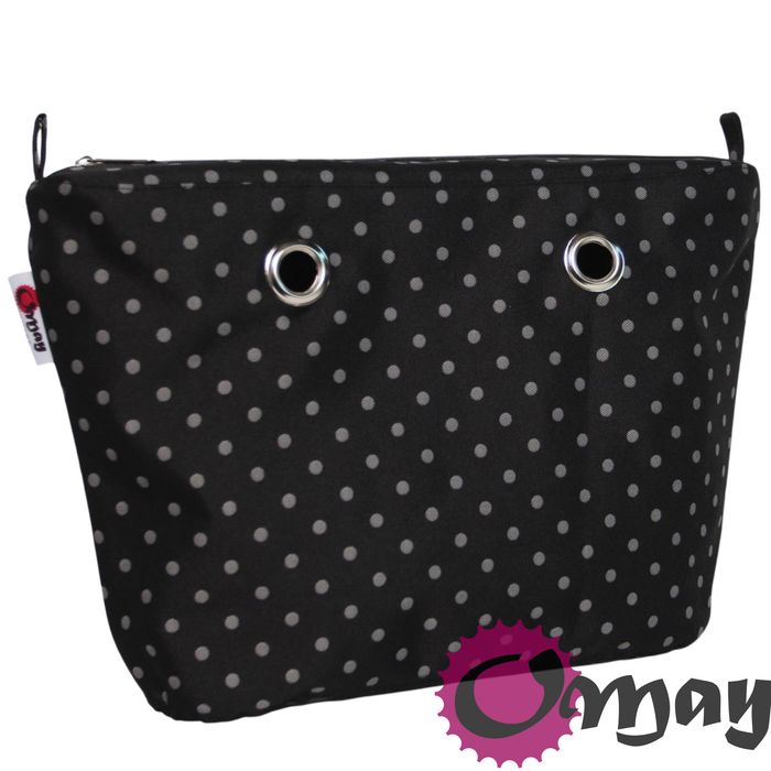 Czarny organizer do OBAG URBAN groszki grafitowe 2 kieszenie VIP OMAY