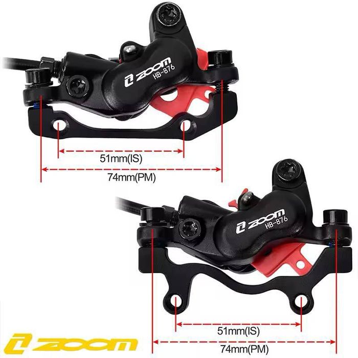 Гидравлические дисковые тормоза ZOOM HB-876E 4х поршневые для электро