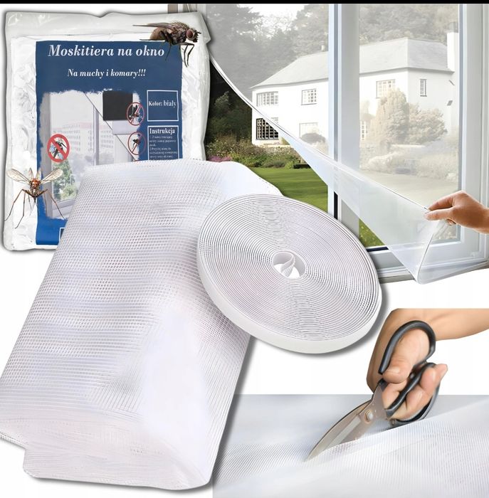 moskitiera okienna zestaw na komary  5 szt po 3 x 150x130