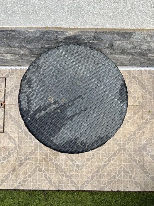 Conjunto de jardim em vime preto – Poltrona + mesa