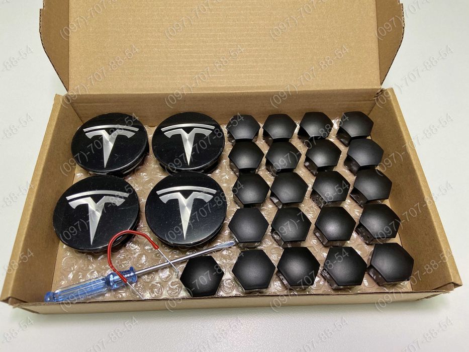 Емблеми, ковпачки на колісні болти Tesla Model 3, Model Y (комплект)