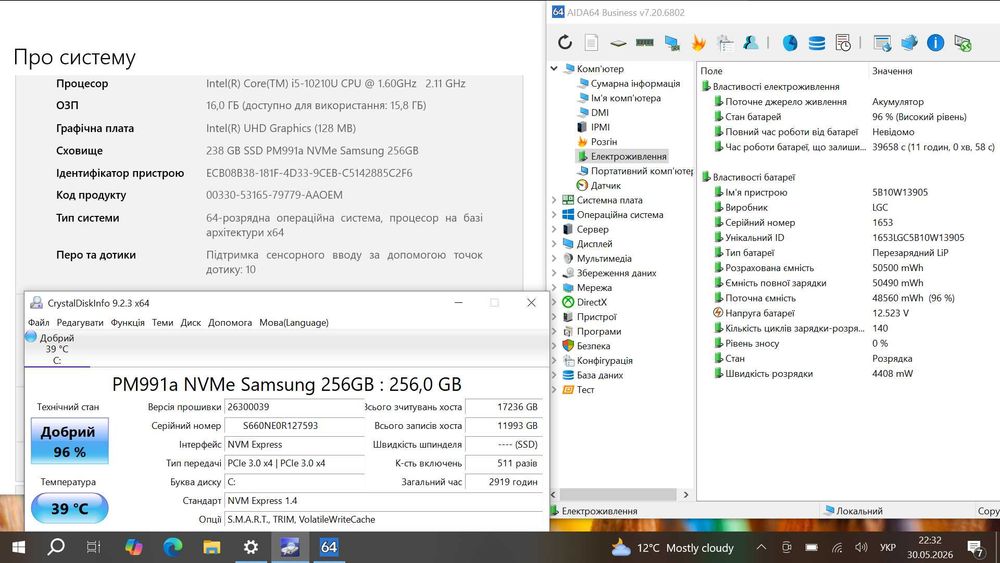 Ноутбук Lenovo Thinkpad T14 Gen 1 14″ FHD IPS Сенсорний/i5 10210U (4ядра)/16Gb/nvme256