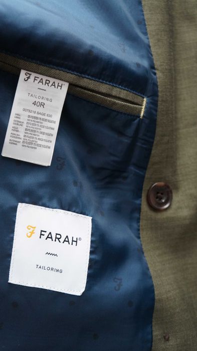Garnitur Nowy Dwurzędowy Farah Roz. 40 Kol. Khaki Tailoring Fit