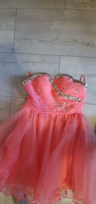 Sukienka tiulowa, balowa, wesele, kamienie, gorset, wiązana