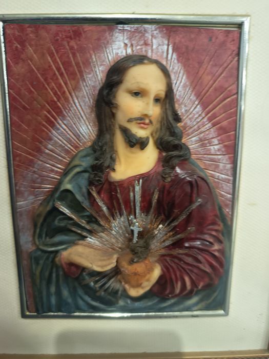 Pintura de Jesus Cristo em relevo