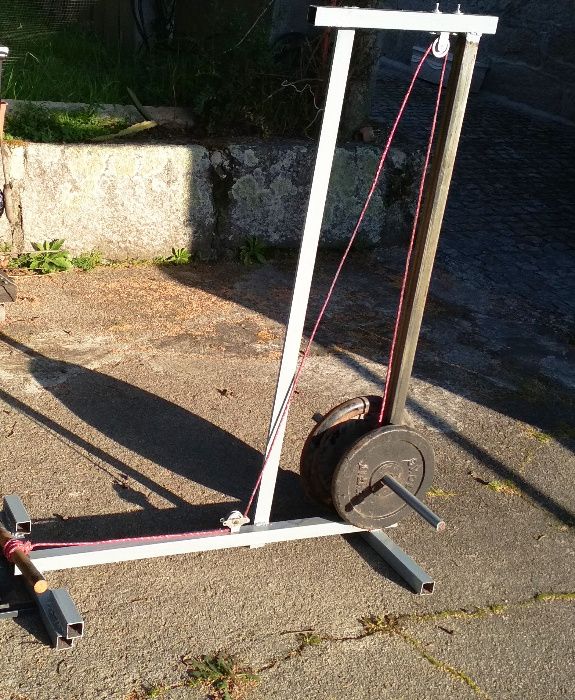 máquina de remo NOVA musculação pesos + banco + carril