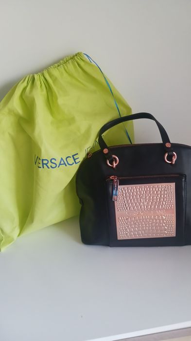 Carteira preta e rosa Versace
