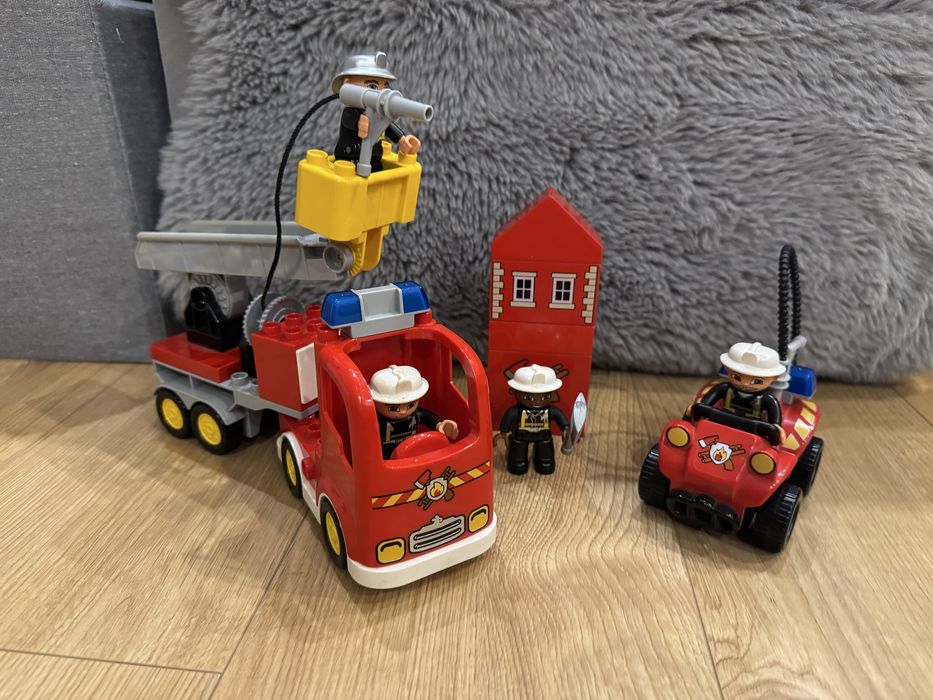 Lego duplo straż pożarna, wóz strażacki quad