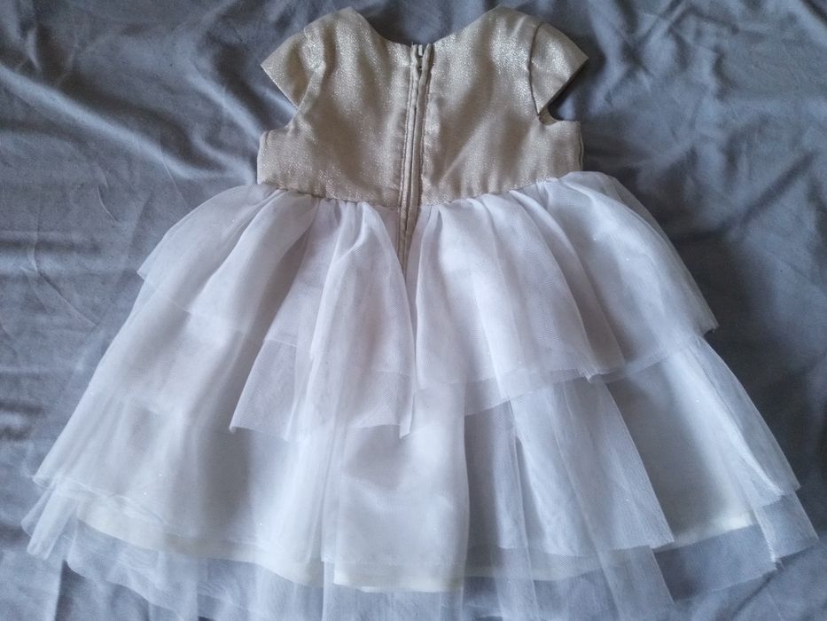Elegancka sukienka kremowo- złota 80 H&M
