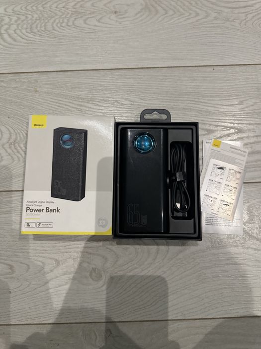 Оригінал! Power bank 30000 mAh, 65 W, Baseus Ambligth швидка зарядка