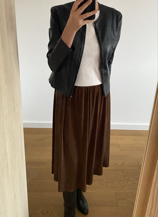 Piękna długa spódnica brazowa połyskliwa rozmiar uniwersalny