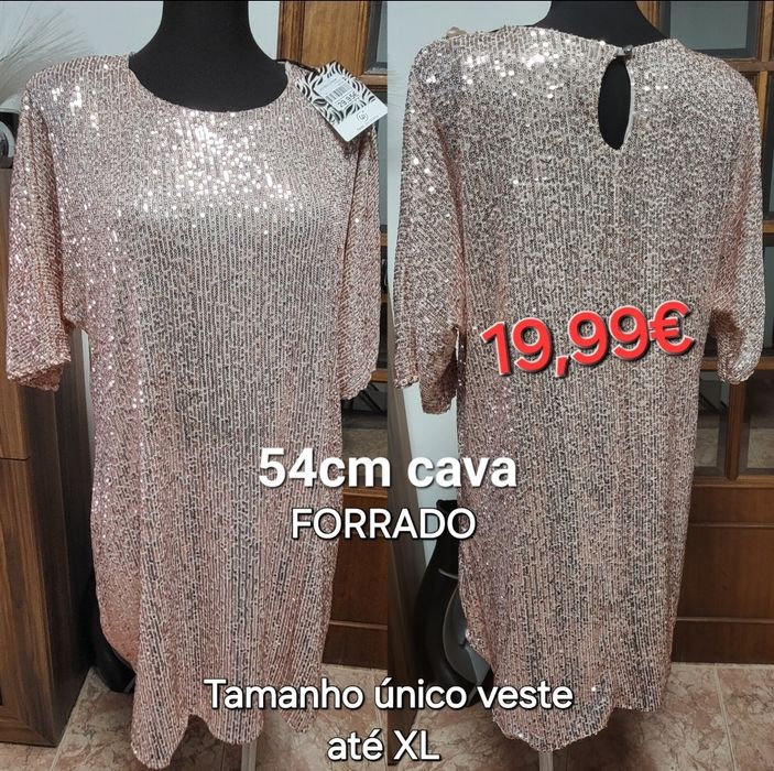 Vestido cerimónia brilhante tamanho único veste até XL novo