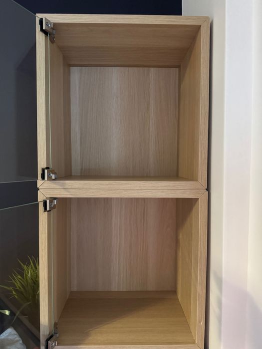 IKEA EKET Armário parede c/porta vidro, ef carvalho c/velatura branca