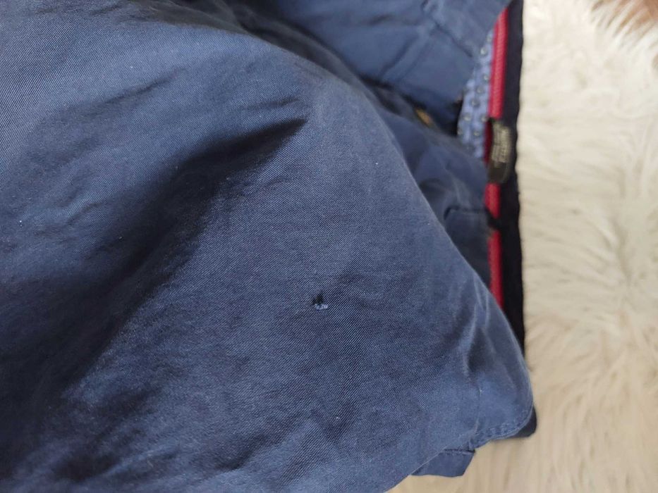 spodnie garnitur eleganckie m l niebieskie granatowe materiałowe