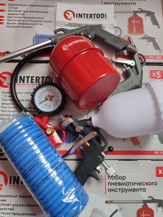 Набор покрасочный пневматический краскопульт  5 ед  INTERTOOL PT-1502