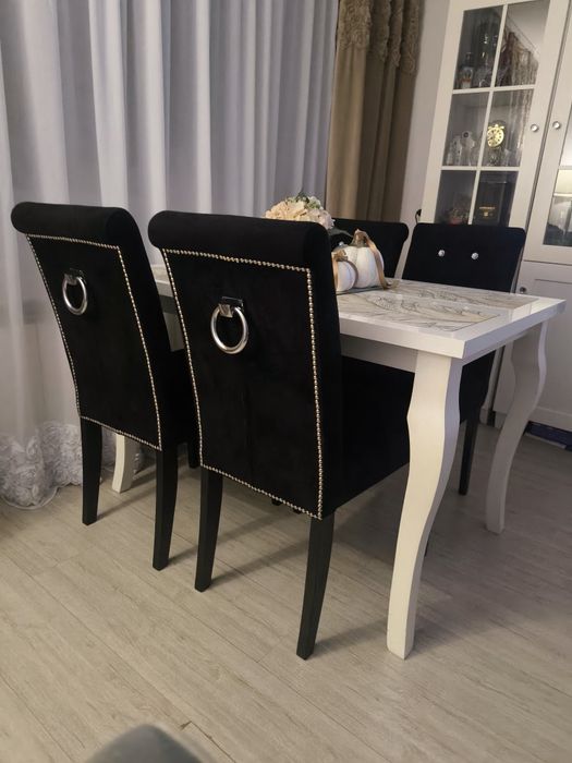 4 Krzesła Chesterfield czarne