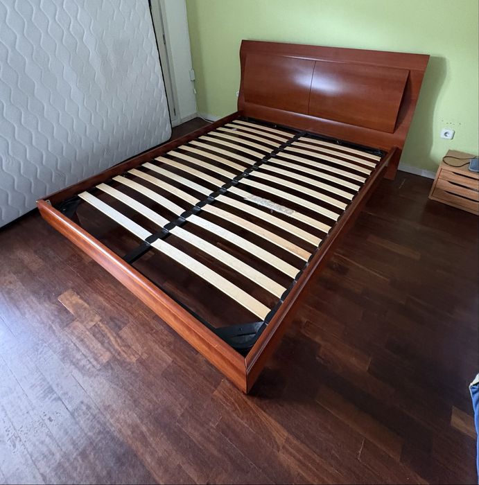 Cama Casal Madeira Maciça 150x195 + Colchão Ortopédico