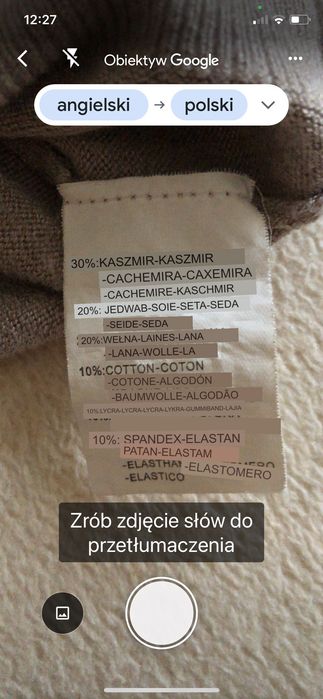 Śliczny sweter beżowy 30% Kaszmir, 20% jedwab,20% Wełna Lana,10% baweł
