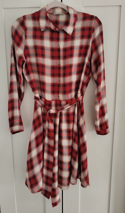 Sukienka koszulowa w kratę Orsay, r. 36 (S)