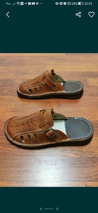 Skórzane Klapki Męskie Lekkie