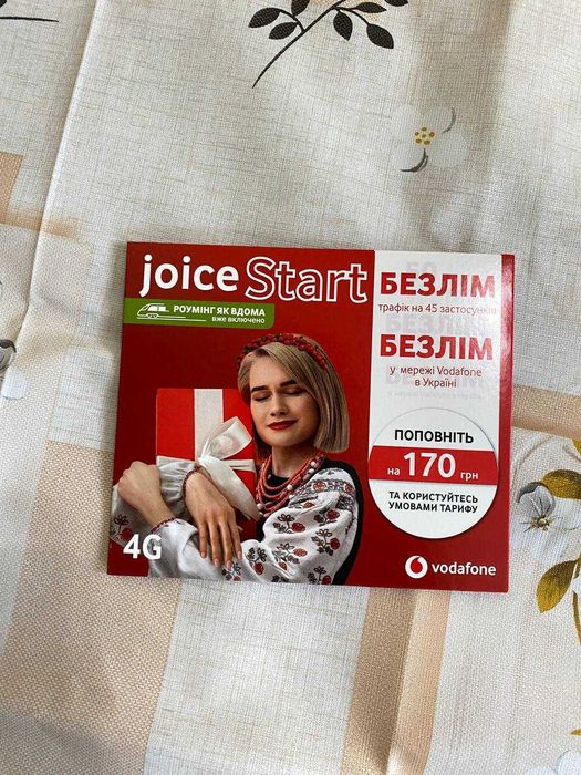Стартовый пакет Vodafone Joice Start безлим интернет 20+20 ГБ + 500 мин новый