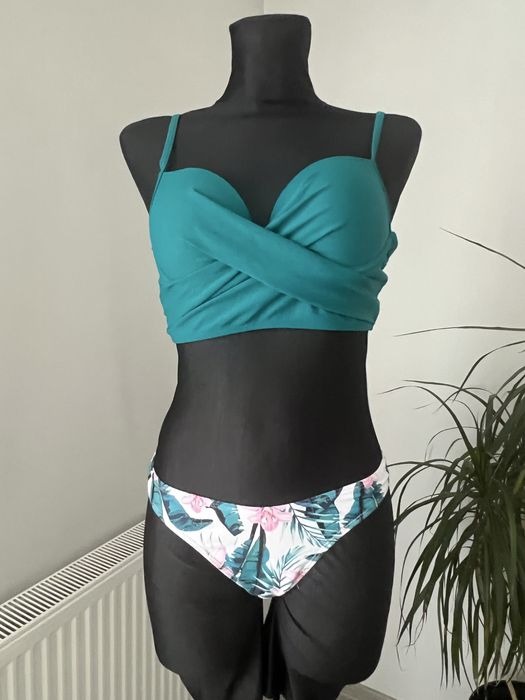 Strój kąpielowy 3w1 S bikini spódniczka push-up