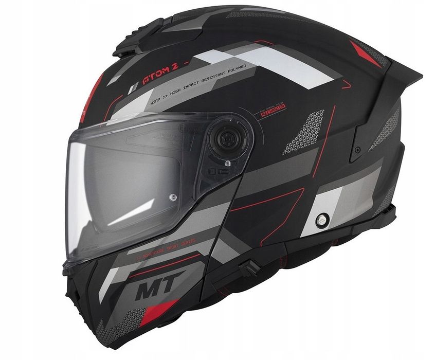 Kask Motocyklowy Szczekowy MT HELMETS ATOM 2 SV BAST D5 Czarny Bialy Mat