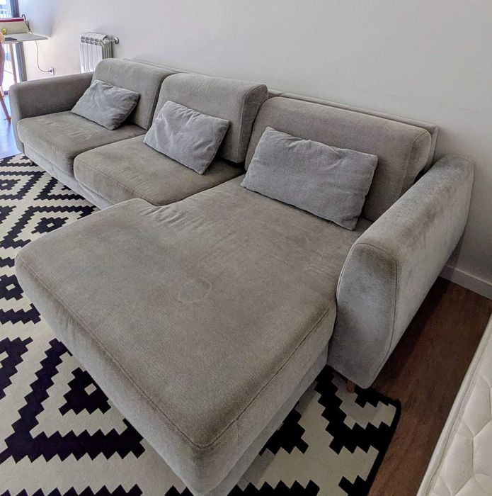 Sofá IKEA Slantorp 3 lugares chaise longue cinzento. baixou!