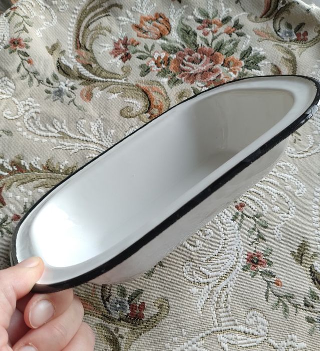 Miska Emaliowana Olkusz 22cm Kuweta Brytfanna PRL Made in Poland Vinta