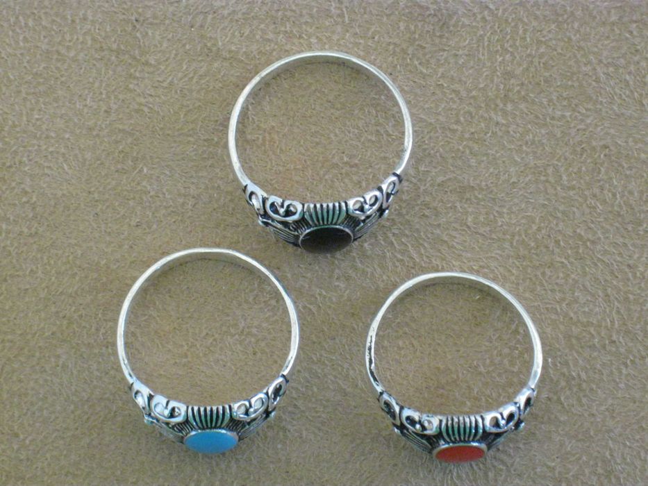 3 Anéis Prata Maciça de Lei 835`/.. C/Contraste