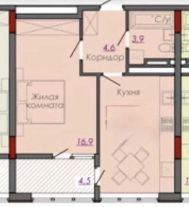 1-комнатная квартира по адресу ул. Бандеры Степана (площадь 46 м²) - Atlanta.ua - фото 12