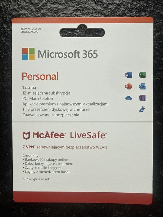 Microsoft 365 Personal 1 rok antywirus excel word