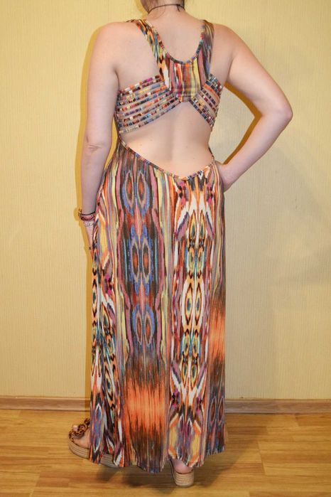 Длинное платье сарафан в пол с голой спиной Roberto Cavalli