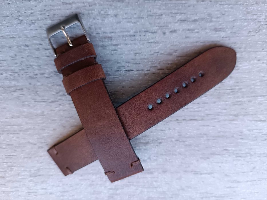 Brązowy skórzany pasek zegarka 18 mm mat