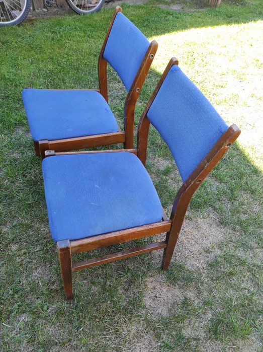 Krzesła antyki z niebieskim obiciem