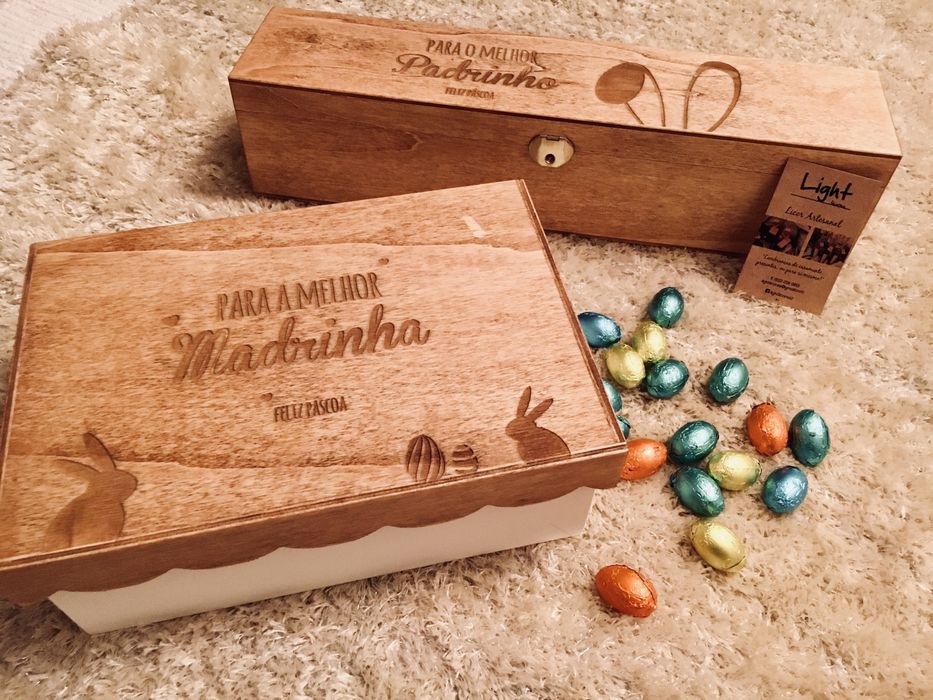 Caixas e cestas de madeira personalizadas a laser