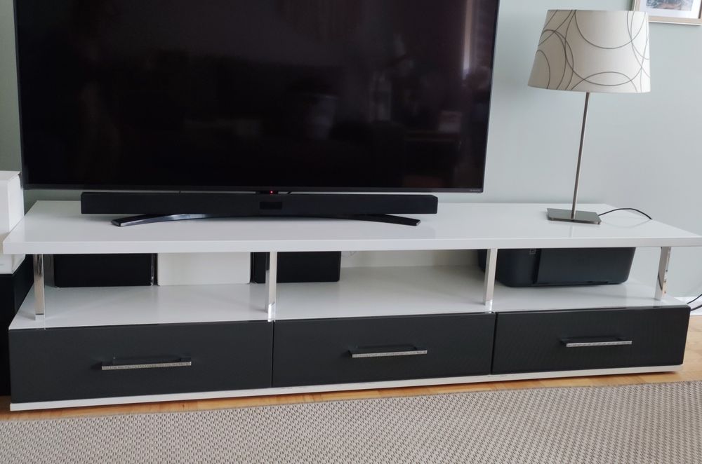 Szafka RTV biało grafitowa 180cm