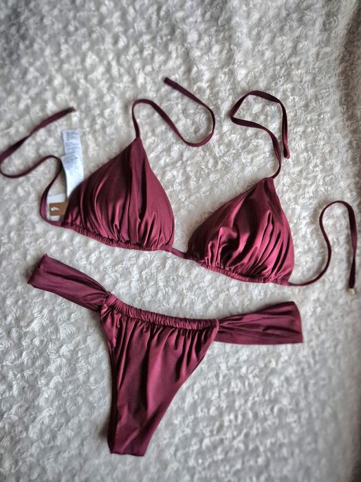 Calzedonia M 85B/80C/75D shiny satin bordeaux bordowy satynowy cudowny