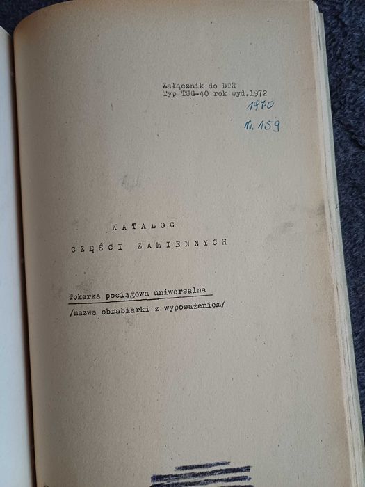 Tokarka TUG 40 - dokumentacja DTR książka