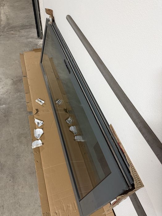 2 Janelas de vidro duplo de correr em Aluminio Cinza