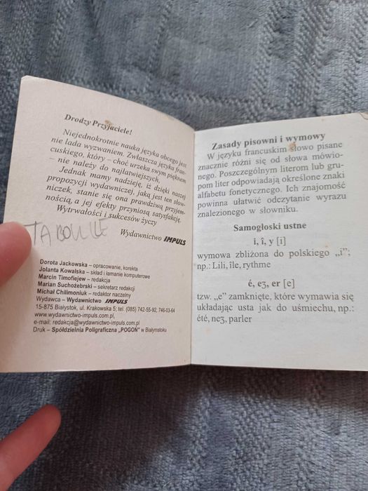 Słowniczek słownik polsko-francuski kieszonkowy
