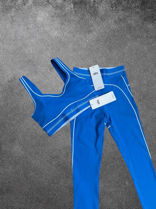 Alo yoga komplet pilates sportowy fitness letni niebieski blue nowy z metkami hit