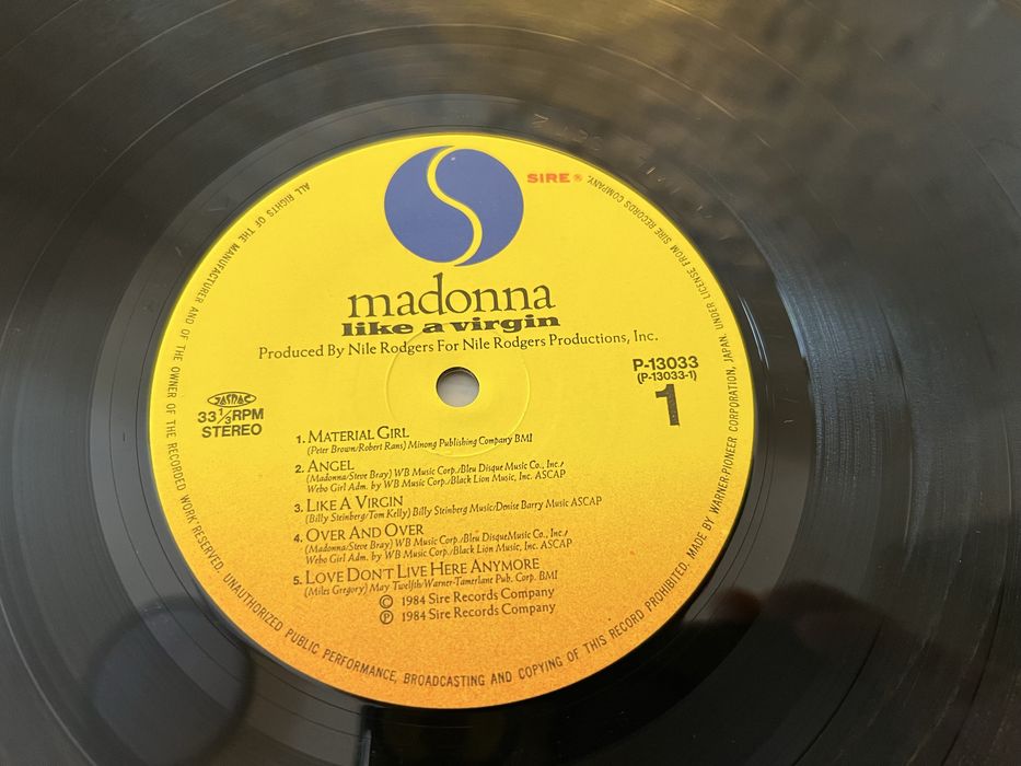 Madonna Like a Virgin Winyl LP Japan  Warner Pioneer 1984