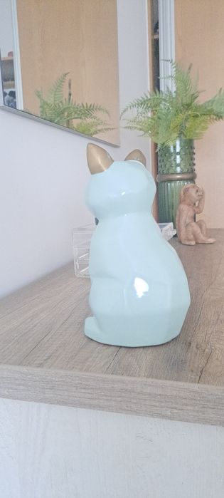 Gato decorativo verde água