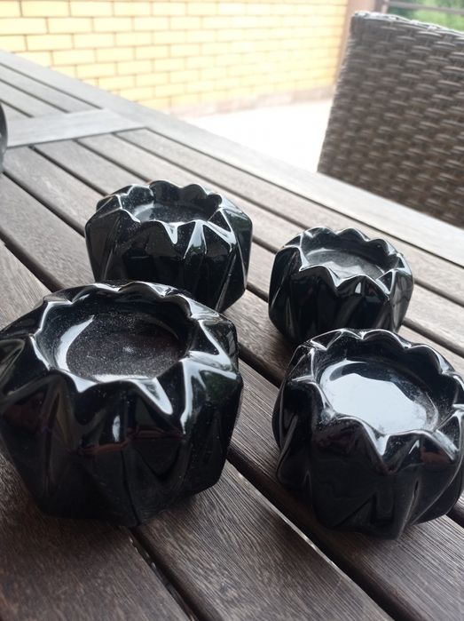 Zestaw świeczniki porcelanowe czarne