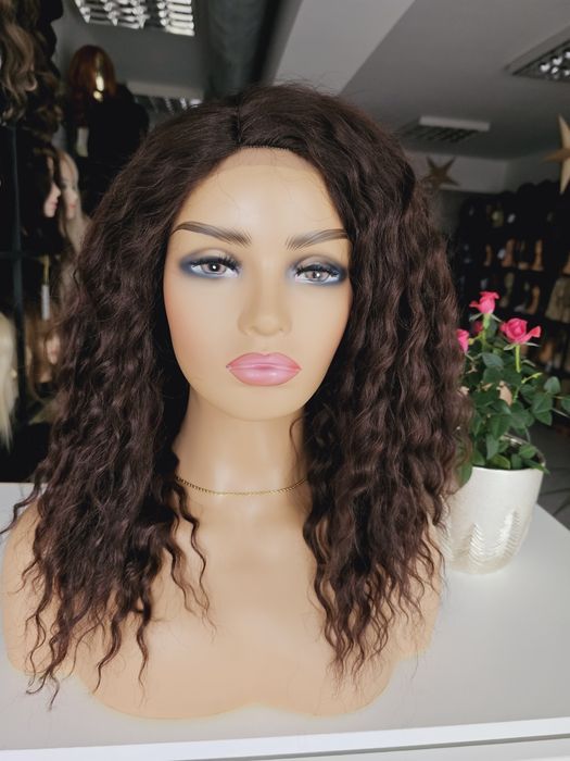 Peruka afroloki loki kasztanowy brąz Krysia naturalna fryzura