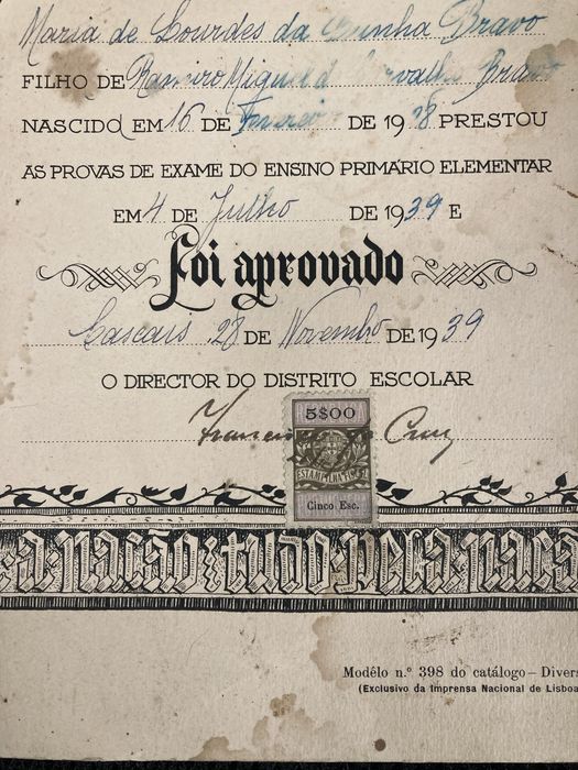 Diploma Ensino Primário 1939