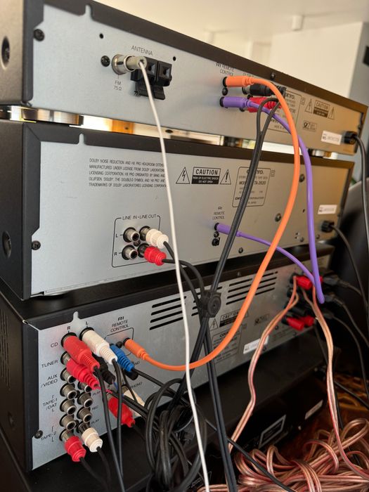 Wieża vintage Onkyo 3 segmenty kolumny Fischer Piękny sprzęt